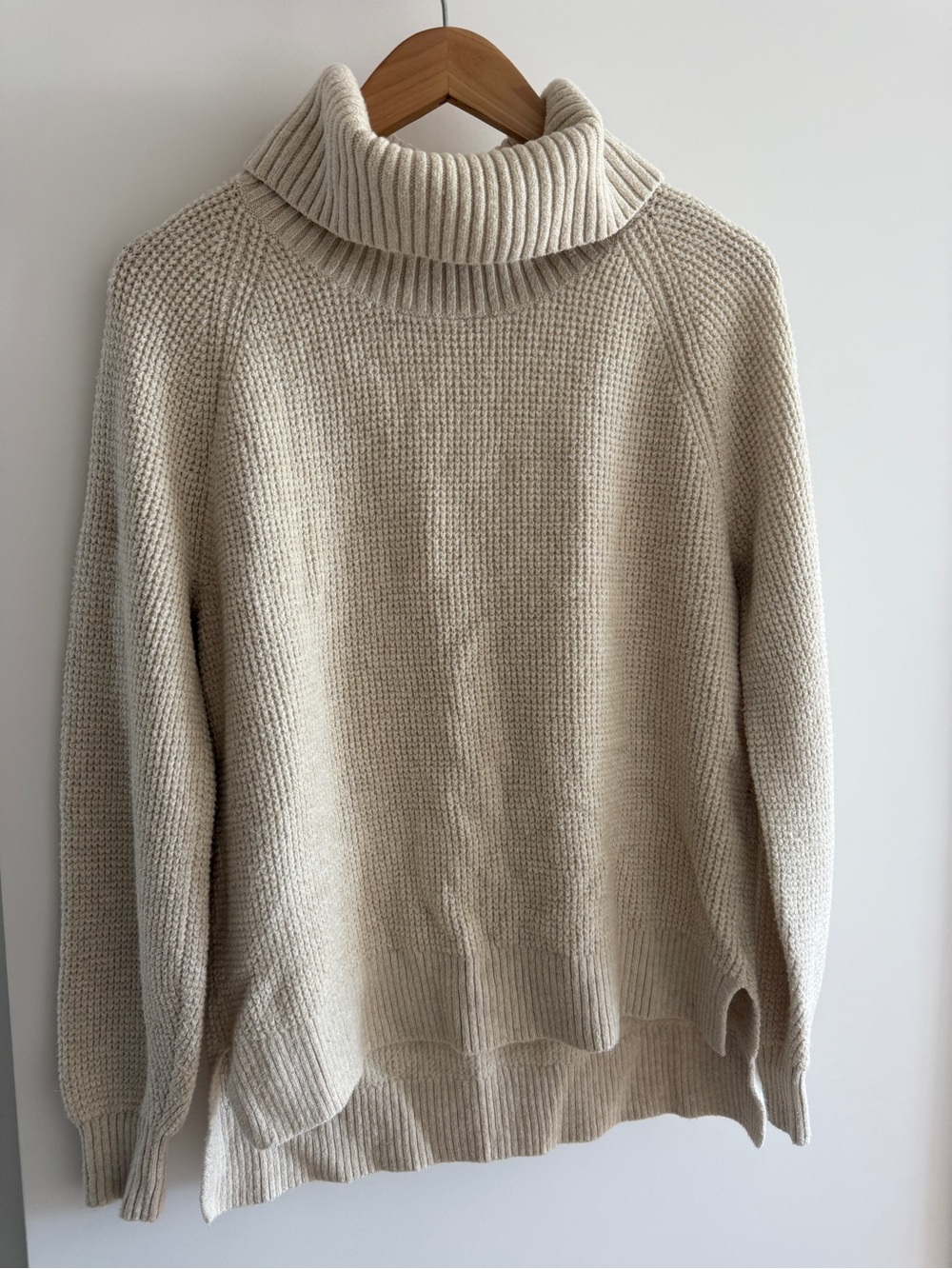 H&M Cream Ribbed Turtleneck Sweater
